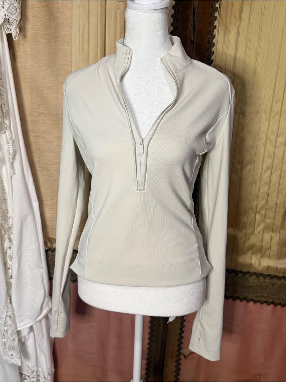 VSX Light Beige Quarter-Zip Long Sleeve Pullover